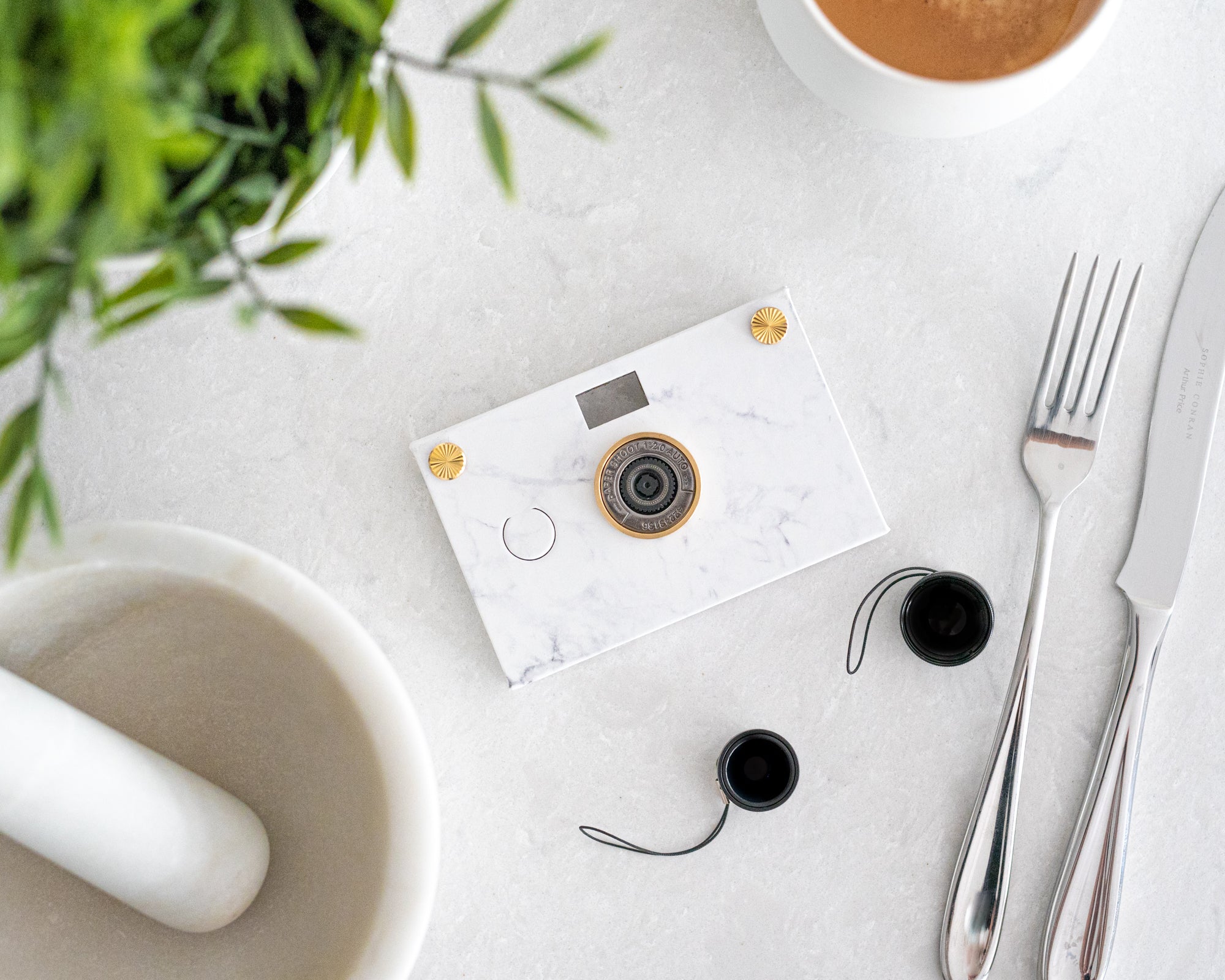 [18MP] Paper Camera - White Marble (Screw Ring)